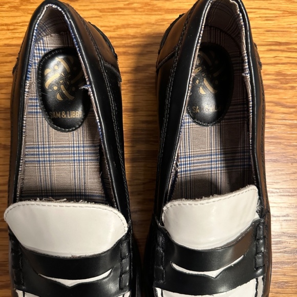 *SAM & LIBBY* Black x White Round Toe Loafer Shoes Size 8 - Picture 4 of 8